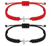 2 Piezas Pulseras Cruzadas A Juego Para Parejas Cross Pulseras De Cuerda Trenzada Ajustable Pareja Trenzada Con Cruz Jesús Joyería Cristiana Pulsera Cruz Enlace Trenzado Regalo Para Amigos, Novias