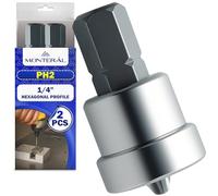 2 Piezas Punta Pladur PH2 con Tope de Profundidad - Tiene un Perfil Hexagonal de 1/4" - Puntas Atornillador Fabricada en Acero Aleado S2 - MONTERAL