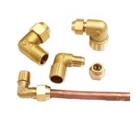 2 piezas que se ajustan al diámetro exterior del tubo de cobre 6/8/10/12mm X 1/8 "1/4" 3/8 "1/2" BSPP macho codo de latón ajuste de tubería acampanada aire acondicionado(Fit Tube O.D 6mm 1/2")