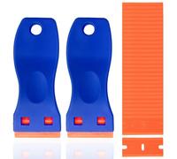 2 Piezas Rascador de Plástico con 30 Cuchillas, Espátulas Plastico Rasquetas para Raspar Pegatinas de Vidrio Eliminador de Residuos de Pegamento para Quitar Pegatinas de Vinilo Quita Etiquetas