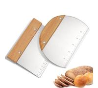 2 Piezas Raspador de Masa, Rasqueta Panadero, Rascador de masa de acero inoxidable con mango de madera, Cortador de masa, para pastel, pizza, pan