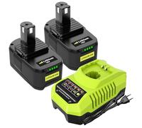 2 Piezas RB18L50 18V 5.5Ah Batería de Repuesto para Ryobi + 1 Pieza 9.6V-18V 3A para Ryobi Cargadores