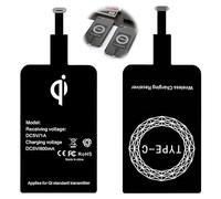 2 Piezas Receptor Qi USB C para Carga Inalámbrica 5V/1A Ultra Fino 1 mm, Adaptador Qi Tipo C para Teléfono Móvil, Compatible con Samsung Huawei Xiaomi Google Pixel Motorola Android iPhone