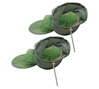 2 Piezas Red de Pesca y Horquilla Portátil Borde Sellado Plegable | Poliéster y Acero Inoxidable, para Estanques y Margenes, Drenaje, Verde