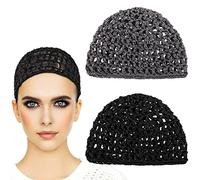 2 Piezas Redecilla de Ganchillo Malla Mujer Redecilla de Ganchillo de Rayón Suave Gorro de Redecilla de Punto Cabello Redecilla de Ganchillo Gorro de Dormir Corto y Grueso Gorro de Ducha