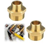 2 Piezas Reductor 1" a 1/2" Latón, Conector Latón Macho a Macho 1 a 1/2 Rosca, Pezón Reducido para Tuberías, Sistemas de Calefacción, Agua Potable, Grifería, Riego, Radiadores y Fontanería