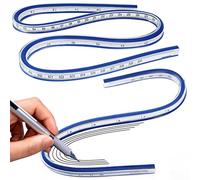 2 Piezas Regla Curvada Flexible, Regla Flexible Regla de Plastico 30 cm&60 cm Regla Curva Flexible, Regla de Curvas Flexible de Doble Cara para Medición/Dibujar Curvas/Carpintería/Dibujo (Azul&Blanco)