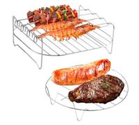 2 Piezas Rejilla para Air Fryer, Air Fryer Rack con 4 Brochetas, Rejilla para Freidora de Aire de Acero Inoxidable, Accesorios Freidora Sin Aceite, para Todas las Freidoras de Aire de Más de 3,5 L
