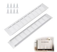 2 Piezas Rejilla Ventilación Rectangular,400x80mm Rejilla de Ventilación Aluminio para Ventilación y Disipación de Calor de Armarios,Guardarropas y Zapateros