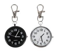 2 piezas Reloj de Bolsillo de Enfermera Clip, Acero inoxidable, Cuarzo | Negro Minimalista, Acabado Moderno y Resistente a Rayones, para Clínicas y Actividades al Aire