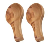2 Piezas Reposacucharas para Espátulas y Cucharas, Estilo Rústico | Madera de Acacia Veta Natural, Acabado Liso y Compacto, para Cocina Organizada y Mesa Atractiva