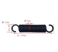2 Piezas Resorte de Extensión, Diámetro del cable 2 mm, OD 16 mm, Longitud libre 120 mm, Resorte de Tensión de Doble Gancho de Acero para Resortes, Ideal para Reparaciones Domésticas
