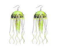 2 piezas resplandor pendientes medusas para fiesta de noche de verano cuelgan gota pendientes extraños iluminan resplandor en la oscuridad