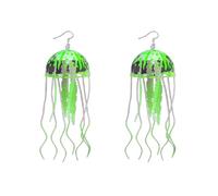 2 piezas resplandor pendientes medusas para fiesta de noche de verano cuelgan gota pendientes extraños iluminan resplandor en la oscuridad