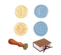 2 piezas Retro Alphabet Initials Wax Sealing Stamp, Vintage 26 Letters Brass Wax Sealing Stamp with Removable Wooden Handle for Festival Invitations, Cards, Gift Wrapping Decoration-E