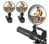 2 Piezas Retrovisor Velo Bicicleta, Espejos Bicicleta 15-35MM Manillar Espejos con 360° Rotativo Ajustable Giratorio HD Gran Angular Convexo de Vidrio Alta Definición Eléctrica Carretera Montaña MTB