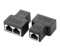 2 piezas RJ45 Splitter Conectores, 1 a 2 Enchufe Ethernet Dual Multitoma RJ45 Cable Extender LAN Ethernet con conector de red de doble puerto acoplador para Cat5 Cat5e Cat6 Cat7/8