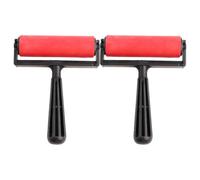 2 Piezas Rodillo de Grabado de Plástico Rojo, 10 CM | Adultos y Aficionados, Superficies Lisas y Proyectos Gráficos, Desmontable, Uso Pegamento y Vinilos