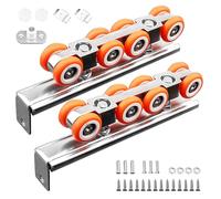 2 Piezas Rodillos para Puertas Correderas, Fácil de Usar, Carril Guía con Rodillos, Amplias Aplicaciones, Kit Ruedas Puerta Corredera, para Puertas Correderas, Puertas de Paso (Plata)