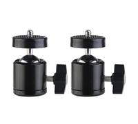 2 Piezas Rótula Metálica Negra de 1/4 Rotación 360 Grados | Adaptador Compacto Zapata Estándar, Almohadillas de Goma, para Monitores y Cámaras de Acción