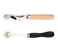 2 Piezas Rueda Trazadora de Costura Mango de Madera Negro | Herramienta de Marcado para Patrones, Hierro y Plástico, Diseño Resistente y Ligero, Uso Profesional