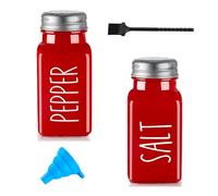 2 Piezas Saleros de Cocina con Tapa de Madera de Bambú Salero y Azucarero Cocina Salero y Pimentero Portátiles Gadgets Cocina Menaje de Cocina (Rojo & Rojo)
