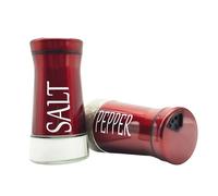 2 Piezas Saleros de Cocina con Tapa de Madera de Bambú Salero y Azucarero Cocina Salero y Pimentero Portátiles Gadgets Cocina Menaje de Cocina (Rojo)