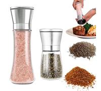 2 Piezas Saleros y Pimenteros Molinillo, Acero Inoxidable Especias Molinillo, Molino De Especias Vidrio, Salt And Pepper Grinder Set Para Molienda De Pimienta, Sal, Especias y Pimienta