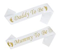 2 Piezas Sash Kit Decoración, Papi y Mami para ,Banda para Baby Shower para Baby Shower (Blanco)