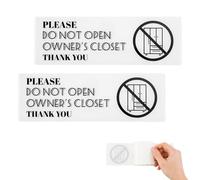 2 Piezas Señal de No Abrir el Armario del Propietario, 22,8 x 7,6 cm Autoadhesiva Señal para Puerta del Armario del Propietario Señal para Lavadero Señal para Puerta Privada
