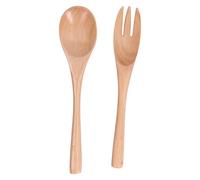 2 Piezas Servidores de Ensalada de Madera, Juego de Cucharas de Ensalada y Tenedor de Madera Reutilizables y prácticos para Uso doméstico y de Restaurante