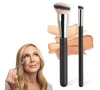 2 Piezas Set Brocha Base Maquillaje,Brocha Corrector, Brochas De Maquillaje Profesional,Brocha Maquillaje Fluido con Fibra Sintética Suave,para Ocultador Base Líquida