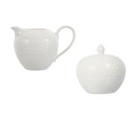 2 Piezas Set de Jarra de Leche y Azucarero Tapa de Cerámica Blanco