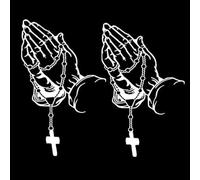 2 piezas/set de pegatinas de coche con perlas blancas orando Jesús, pegatinas personalizadas de rosario para coche, pegatinas de Cristo impermeables para puerta de ordenador portátil, decoración de