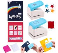 2 piezas/set punzón para sellos de correo 3D y estrella en relieve; herramientas de perforación para álbumes de recortes, papel para manualidades, bricolaje, fabricación de tarjetas, manualidades con