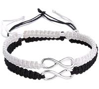 2 Piezas/Set Trenzado a Mano 8 Palabras Pulsera Ajustable para Parejas Pulseras Ajustables de Amistad Feliz Regalo de Joyería Durable Diseño