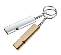 2 Piezas Silbato Emergencia, XCOZU Silbato de Plata Oro Silbato Doble Silbato Alta Doble Frecuencia, Silbato Fuerte Silbato Rescate Silbato Aluminio para Supervivencia Camping Senderismo