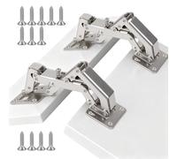 2 Piezas sin Taladro Bisagras Puertas Cocina 170°Ángulo de Apertura Amplio Ajustable Bisagras Puertas Madera Cierre Suave Bisagra Puerta Cocina con Tornillos Bisagra con Función de Amortiguación