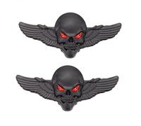 2 piezas Skull Emblema de Emblema Material Badge Head Sticker Car Motorcycle Decoration Halloween Truck Decals Decor Stickers Cars Accessories (NEGRO)