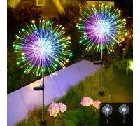 2 Piezas Solares Luces de Fuegos Artificiales, 300 LEDs Luces Solares de Jardín con 8 Modos, Impermeables Luces de Alambre de Cobre, Luces de Hadas para Camino Fiesta Patio