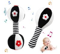 2 Piezas Sonajero Peluche Juguete para bebé, Juguete Montessori, Peluche Juguete para Bebé 0-12 Meses, Sonajero Peluche Juguete para Bebé Peluches Suaves de Bebe Sentido Animales Felpa Juguete