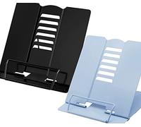 2 Piezas Soporte de Libro, Soporte para Lectura de Libros de Cocina con 6 ángulos Soporte de Lectura Ajustable para Recetas, Documentos, Libros de Música Cocina y Oficina (Negro + Azul)