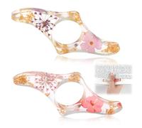2 Piezas Soporte de Página Resina Regalo Día del Padre Soporte para Página Libro Flores Marcadores Pulgar Marcapáginas Secas Resina Abridor Libros para Mamá Profesores Lecturas Amantes los Libros