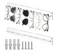 2 Piezas Soporte Gafas Acrílicos, Soporte de Pared Para Gafas Para 7 Pares De Gafas, Transparente Expositor Gafas Pared Para MúLtiples Pares de Gafas Como Gafas de Sol, Gafas de Miope, etc.