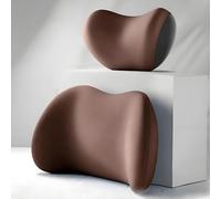 2 Piezas Soporte Lumbar para Reposacabezas de Coche y Coche para Audi Q2 2017-2024, Almohada de Espuma Viscoelástica Reposacabezas de Coche,Brown