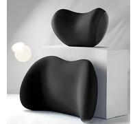 2 Piezas Soporte Lumbar para Reposacabezas de Coche y Coche para Porsche Panamera 2 (II) 971 I 2016-2024, Almohada de Espuma Viscoelástica Reposacabezas de Coche,Black