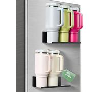 2 Piezas Soporte Magnético para Stanley Cup 30oz/40oz Portavasos de Cocina con 3 Ranuras, Botellero para Nevera o Pared, Estante Organizador para Tazas, Termos, Vasos Grandes, sin Taladro
