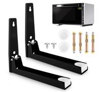 2 Piezas Soporte Microondas Pared Plegable, Soporte para Colgar Microondas Pared, Soporte Plegable para Estante Microondas, con Accesorios de Montaje, para Microondas y Hornos (Negro)