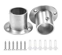 2 piezas Soporte para Barra de Armario 32 mm Ajustable Rail Socket, Acero Inoxidable Rod End Soporte de Apoyo Brida con 6 Tornillos
