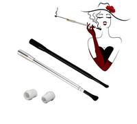 2 Piezas Soporte para Cigarrillos Extensible, Portacigarrillos Reutilizable, Boquilla Para Cigarrillos para Mujer para Cigarrillos, Bailar, Carnaval, Fiesta TemáTica y Cosplay (Negro y Plata)
